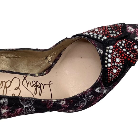 Libby Edelman 6.5 Holly Butterfly Embellished Pointed Toe Stiletto Heels Pumps - Picture 11 of 12